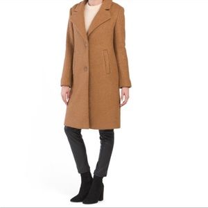 NWT Christian Siriano Wool Blend Long Button Front Coat Camel Size M